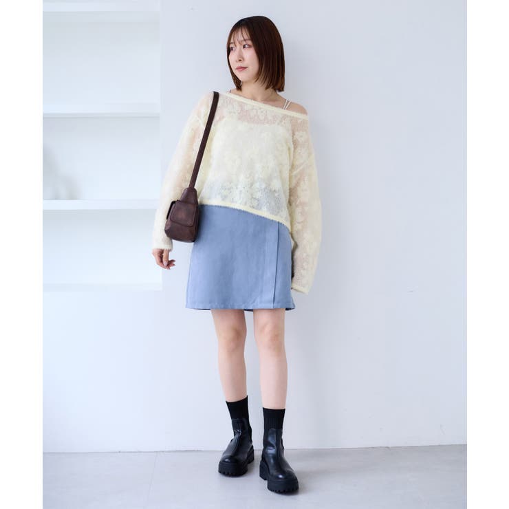 フラワーモチーフフェザーシアーニット | VIS  | 詳細画像2 