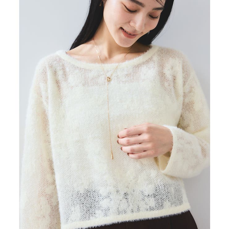 フラワーモチーフフェザーシアーニット | VIS  | 詳細画像9 