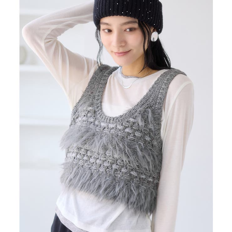 フェザーツイードニットビスチェ/2WAY | VIS  | 詳細画像3 