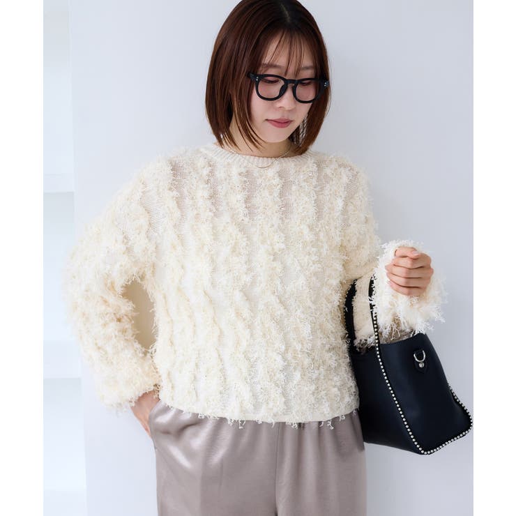 リボンヤーンフリンジニットプルオーバー | VIS  | 詳細画像6 