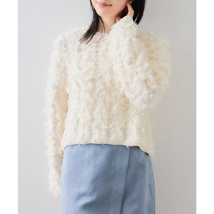 リボンヤーンフリンジニットプルオーバー | VIS  | 詳細画像9 