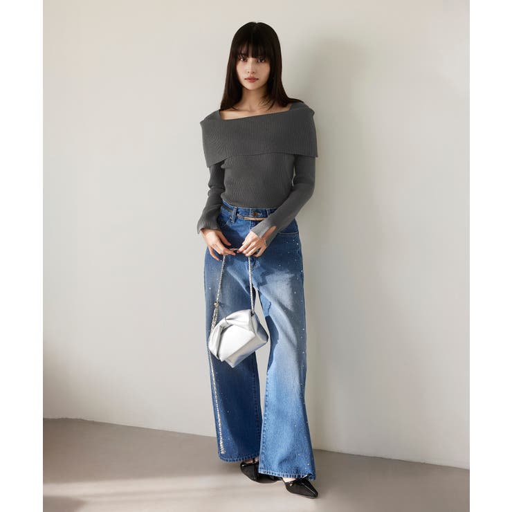 【美得】オフショルダーモチモチリブニット/好評につき再入荷 | VIS  | 詳細画像4 