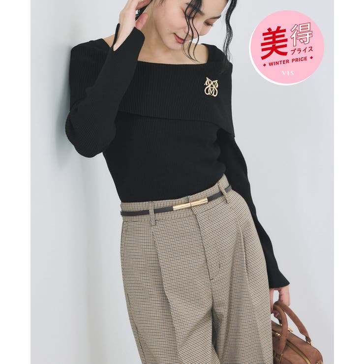 ブラック(01) | 【美得】オフショルダーモチモチリブニット/好評につき再入荷 | VIS 