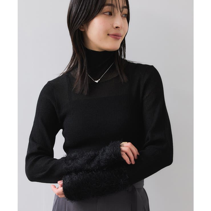 フェザー切り替えスリーブシアータートルニット | VIS  | 詳細画像14 