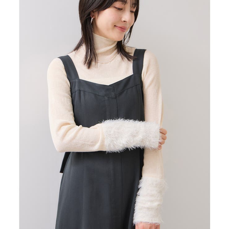 フェザー切り替えスリーブシアータートルニット | VIS  | 詳細画像18 