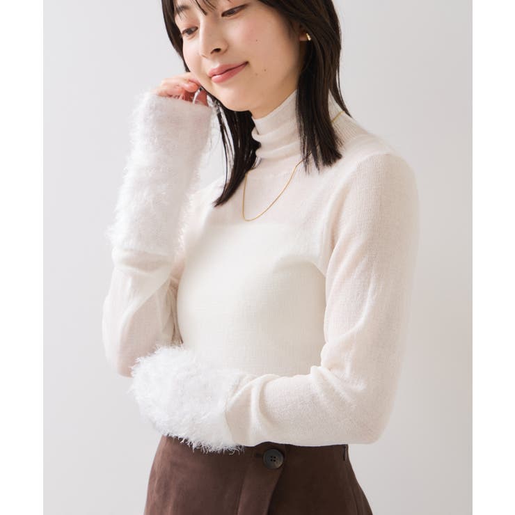 フェザー切り替えスリーブシアータートルニット | VIS  | 詳細画像3 