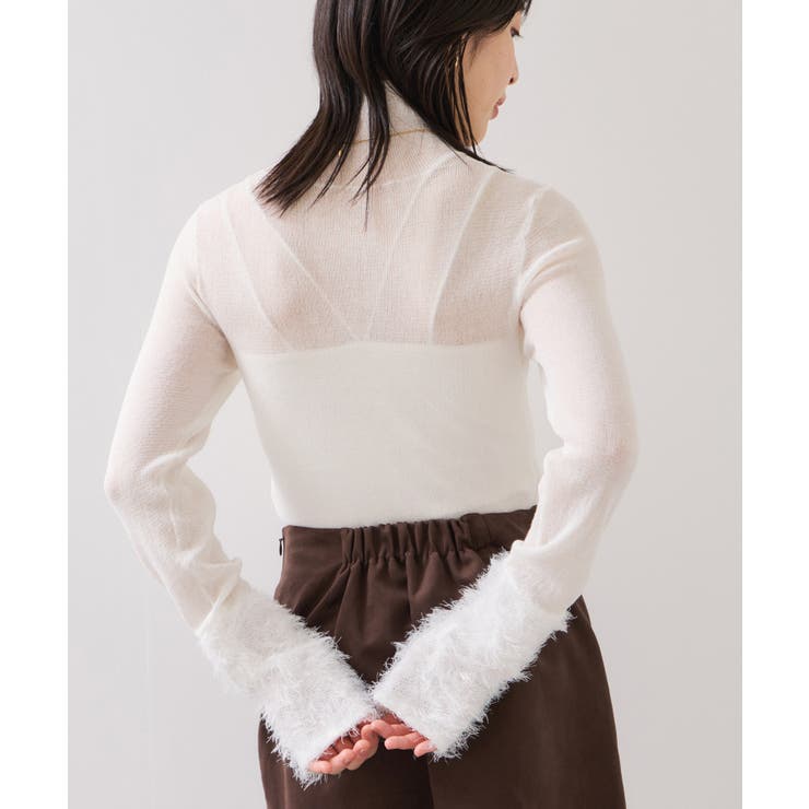 フェザー切り替えスリーブシアータートルニット | VIS  | 詳細画像4 