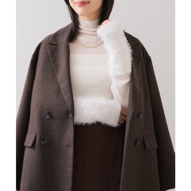 フェザー切り替えスリーブシアータートルニット | VIS  | 詳細画像5 