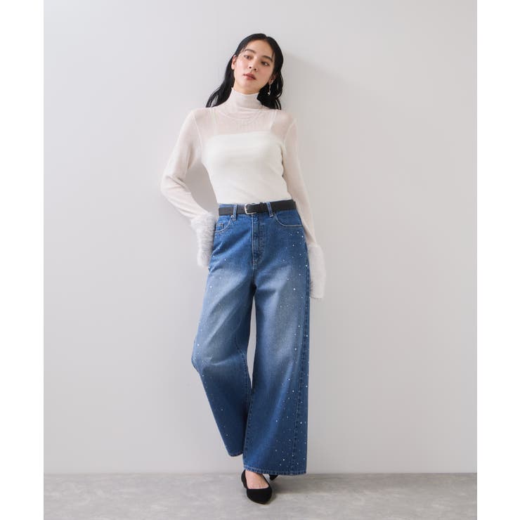 フェザー切り替えスリーブシアータートルニット | VIS  | 詳細画像8 