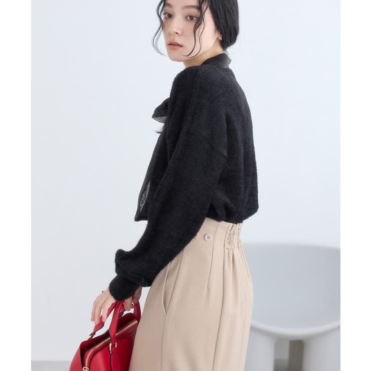 シアーボウタイリボン付きフェザーニットプルオーバー/2WAY・イージーケア | VIS  | 詳細画像11 