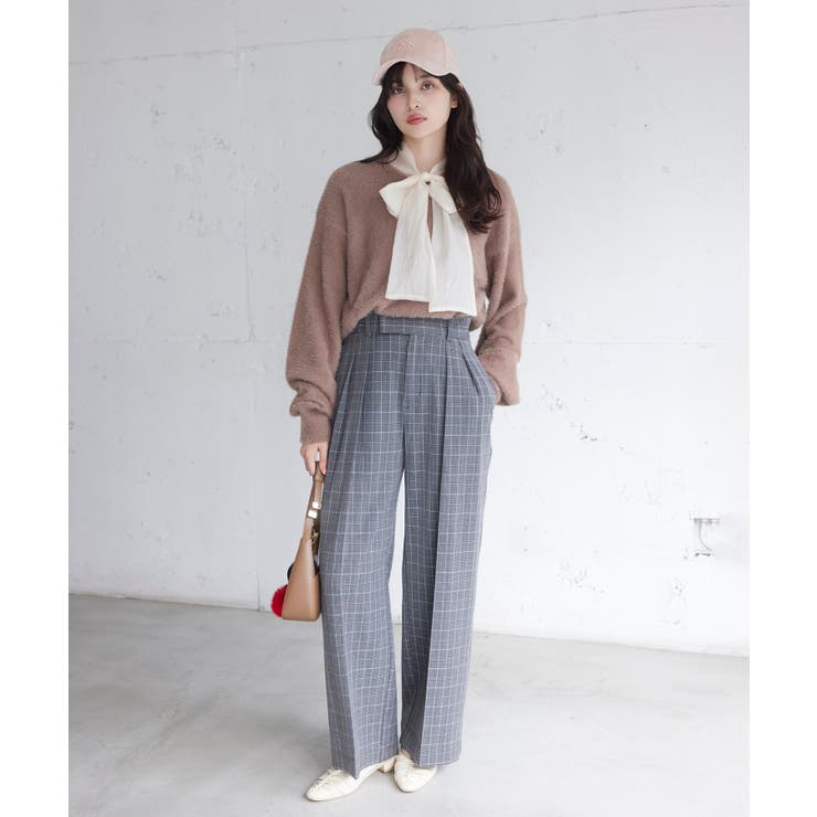 シアーボウタイリボン付きフェザーニットプルオーバー/2WAY・イージーケア | VIS  | 詳細画像2 