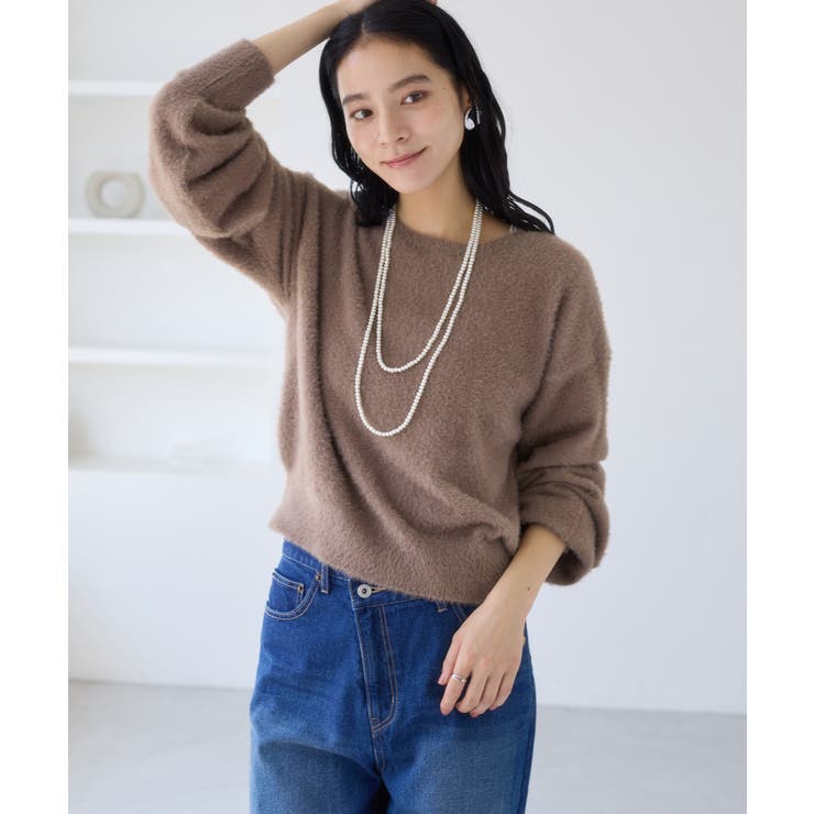 シアーボウタイリボン付きフェザーニットプルオーバー/2WAY・イージーケア | VIS  | 詳細画像22 