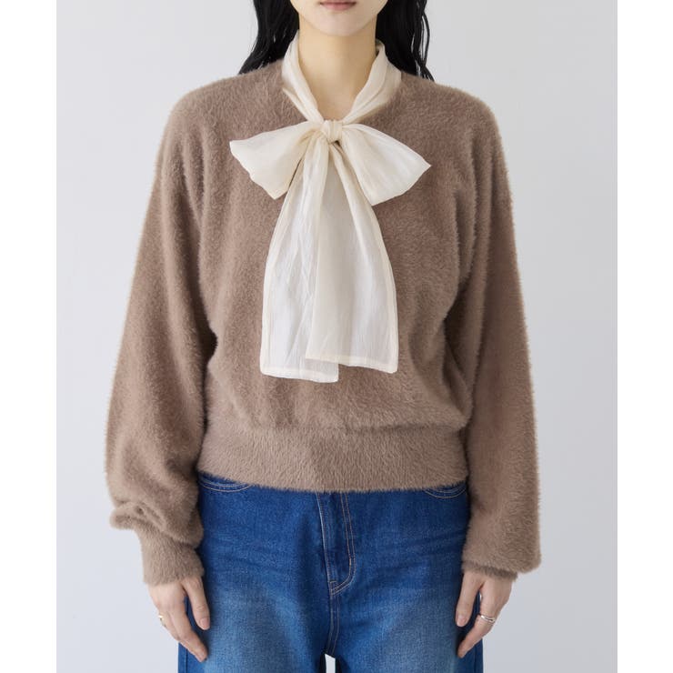 シアーボウタイリボン付きフェザーニットプルオーバー/2WAY・イージーケア | VIS  | 詳細画像23 