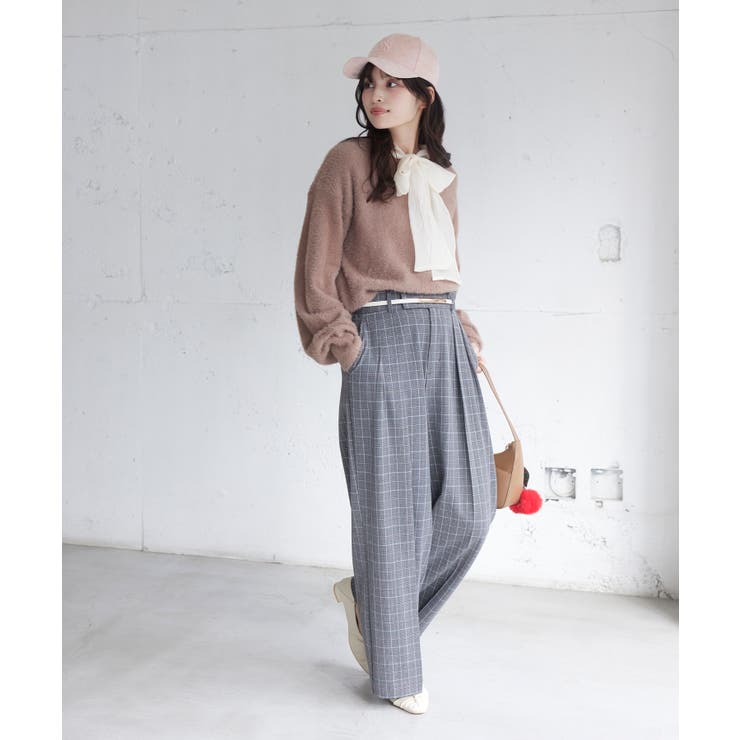 シアーボウタイリボン付きフェザーニットプルオーバー/2WAY・イージーケア | VIS  | 詳細画像4 