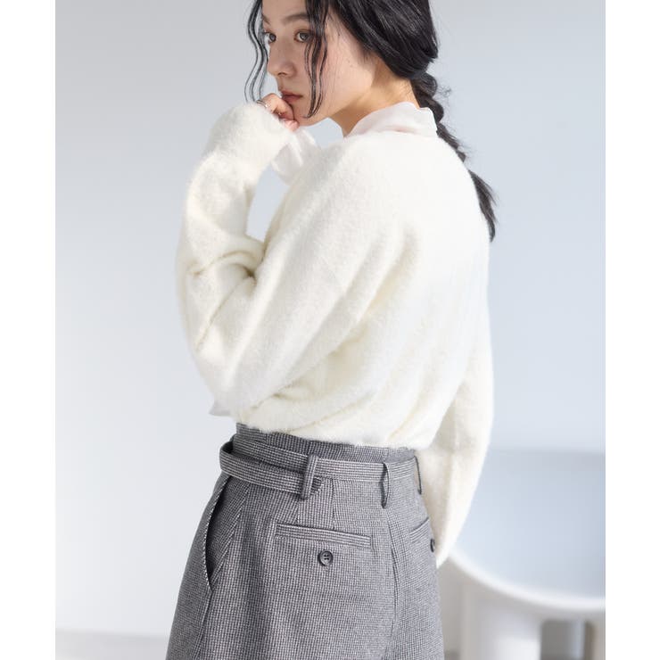 シアーボウタイリボン付きフェザーニットプルオーバー/2WAY・イージーケア | VIS  | 詳細画像5 