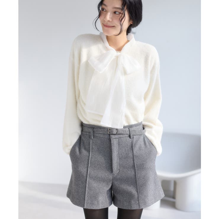 シアーボウタイリボン付きフェザーニットプルオーバー/2WAY・イージーケア | VIS  | 詳細画像6 