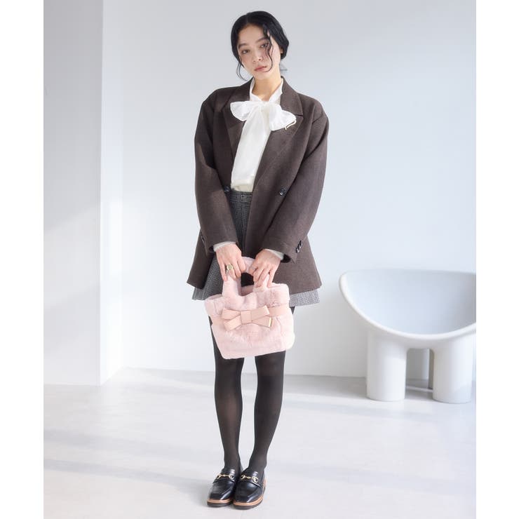 シアーボウタイリボン付きフェザーニットプルオーバー/2WAY・イージーケア | VIS  | 詳細画像9 