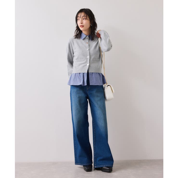 シャツレイヤード風メタルボタンカーディガン | VIS  | 詳細画像13 