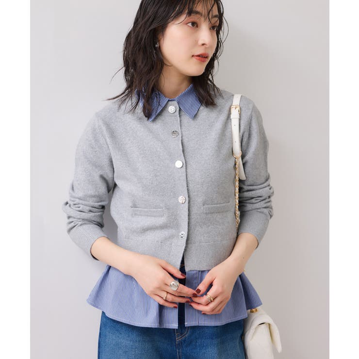 シャツレイヤード風メタルボタンカーディガン | VIS  | 詳細画像14 