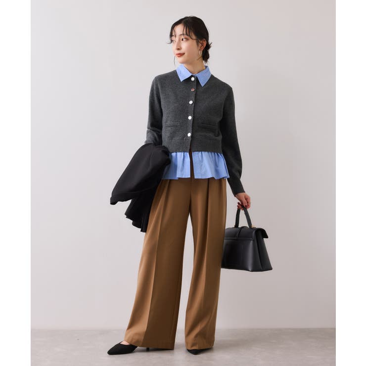 シャツレイヤード風メタルボタンカーディガン | VIS  | 詳細画像16 