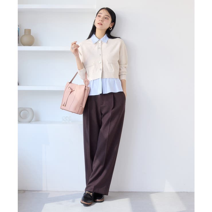 シャツレイヤード風メタルボタンカーディガン | VIS  | 詳細画像25 