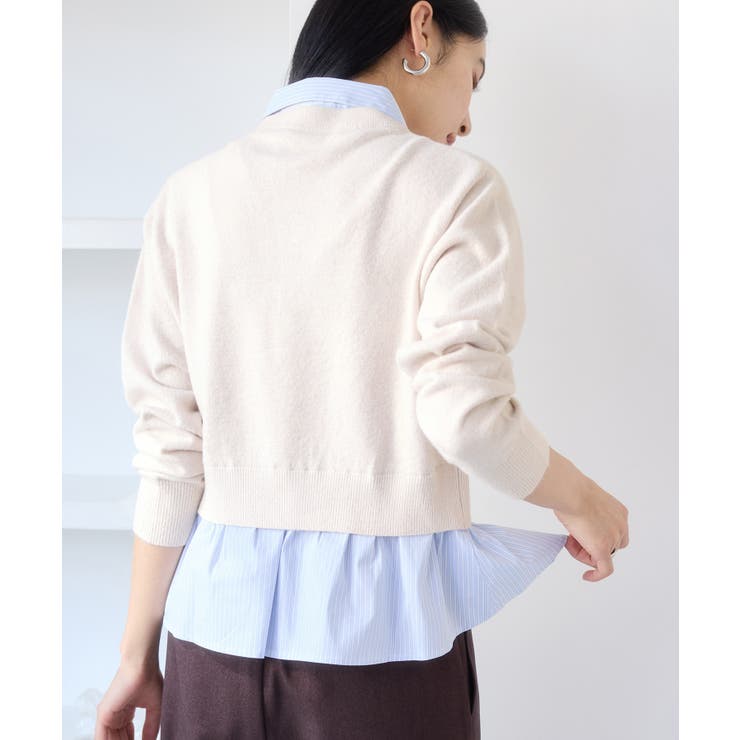 シャツレイヤード風メタルボタンカーディガン | VIS  | 詳細画像28 