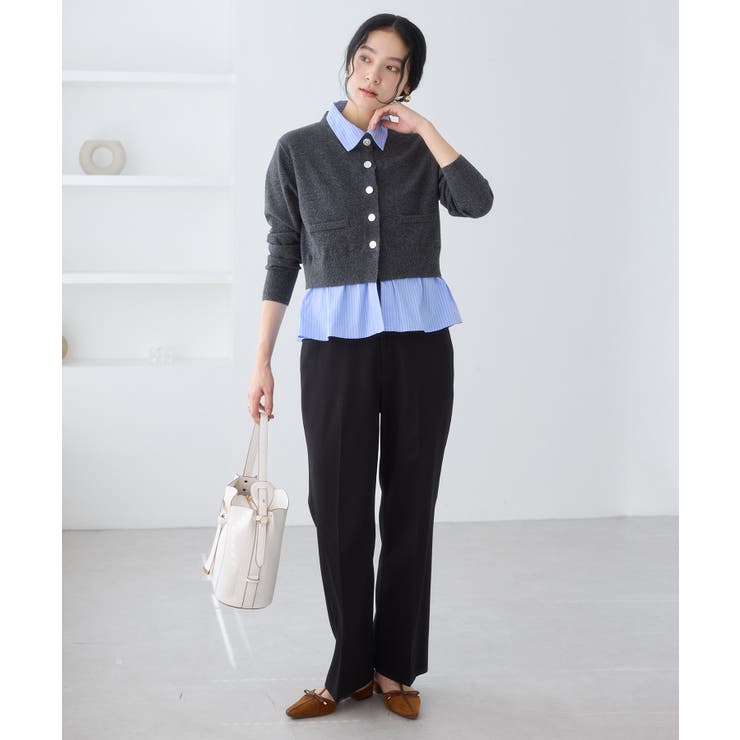 シャツレイヤード風メタルボタンカーディガン | VIS  | 詳細画像29 