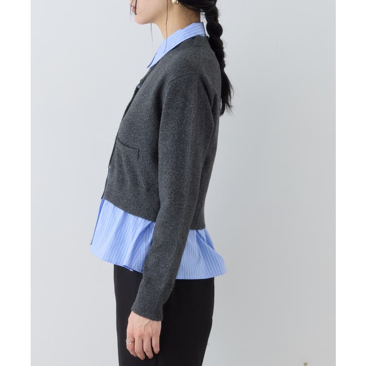 シャツレイヤード風メタルボタンカーディガン | VIS  | 詳細画像33 