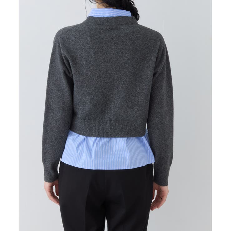 シャツレイヤード風メタルボタンカーディガン | VIS  | 詳細画像34 