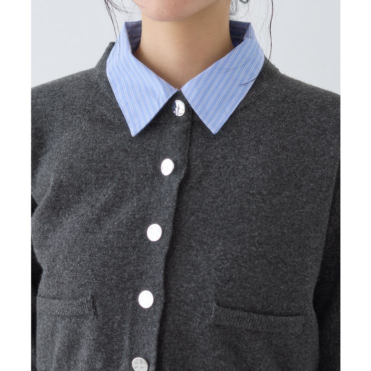 シャツレイヤード風メタルボタンカーディガン | VIS  | 詳細画像35 