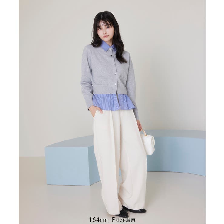 シャツレイヤード風メタルボタンカーディガン | VIS  | 詳細画像4 