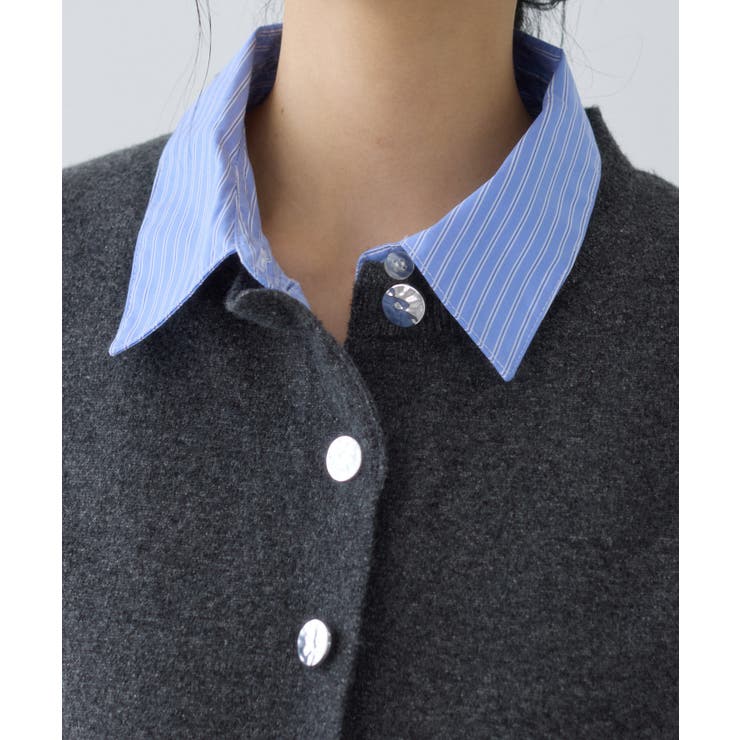 シャツレイヤード風メタルボタンカーディガン | VIS  | 詳細画像40 