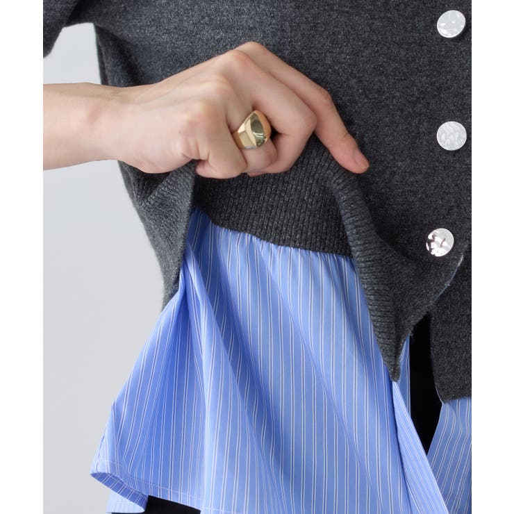 シャツレイヤード風メタルボタンカーディガン | VIS  | 詳細画像41 