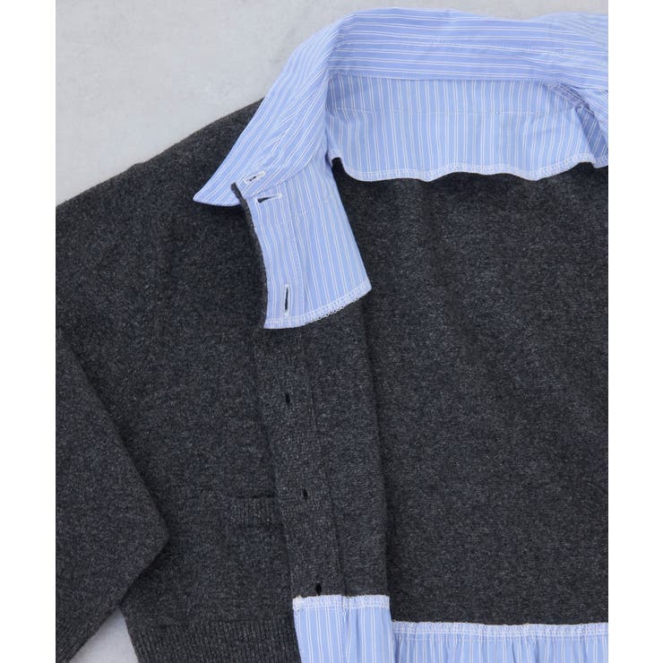 シャツレイヤード風メタルボタンカーディガン | VIS  | 詳細画像42 