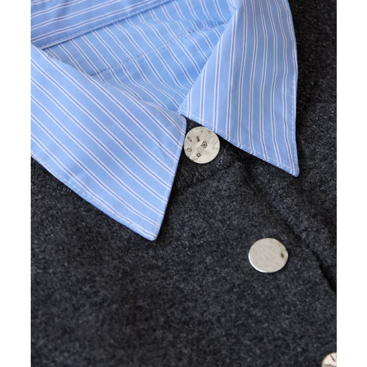 シャツレイヤード風メタルボタンカーディガン | VIS  | 詳細画像43 