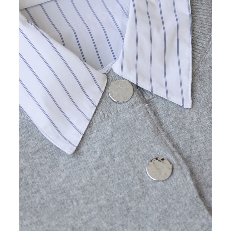 シャツレイヤード風メタルボタンカーディガン | VIS  | 詳細画像44 