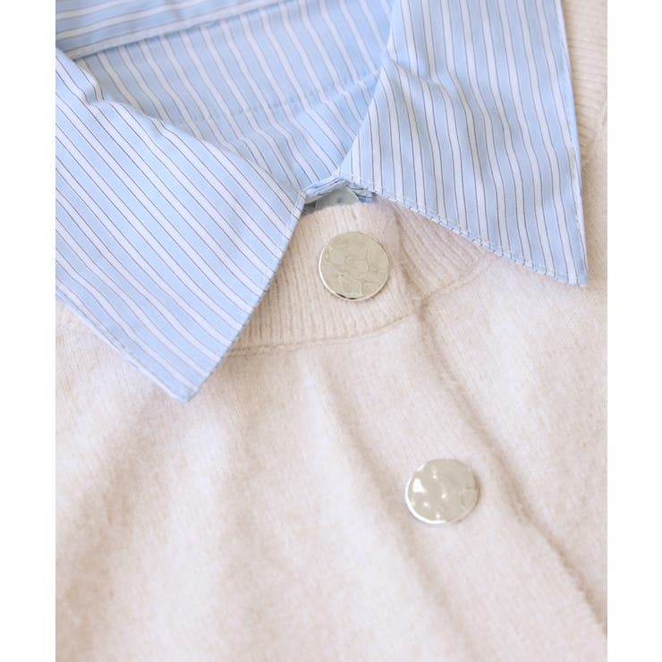 シャツレイヤード風メタルボタンカーディガン | VIS  | 詳細画像45 