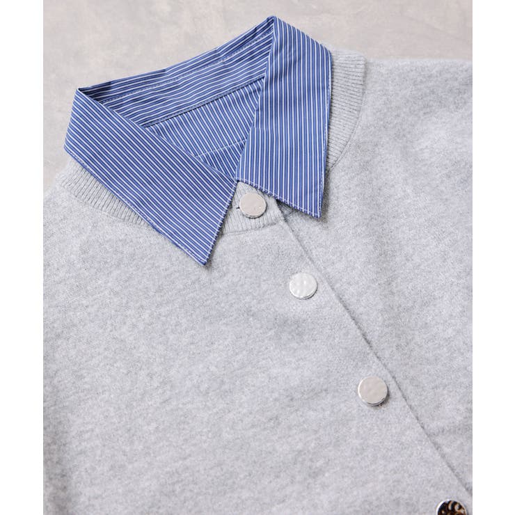 シャツレイヤード風メタルボタンカーディガン | VIS  | 詳細画像46 