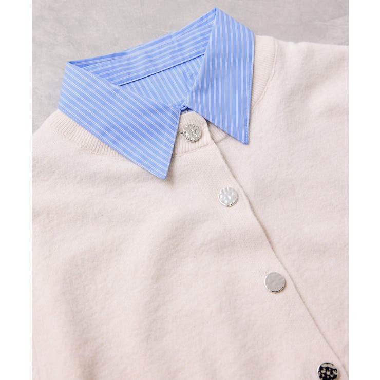 シャツレイヤード風メタルボタンカーディガン | VIS  | 詳細画像47 