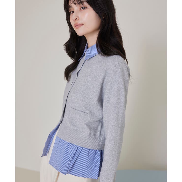 シャツレイヤード風メタルボタンカーディガン | VIS  | 詳細画像5 