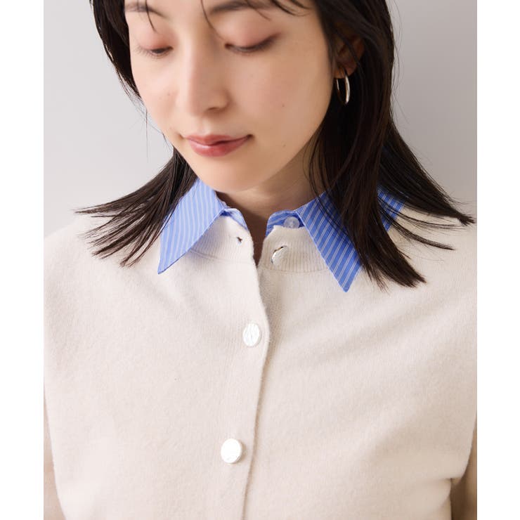 シャツレイヤード風メタルボタンカーディガン | VIS  | 詳細画像9 