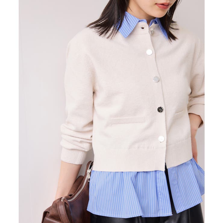 キナリ系(17) | シャツレイヤード風メタルボタンカーディガン | VIS 