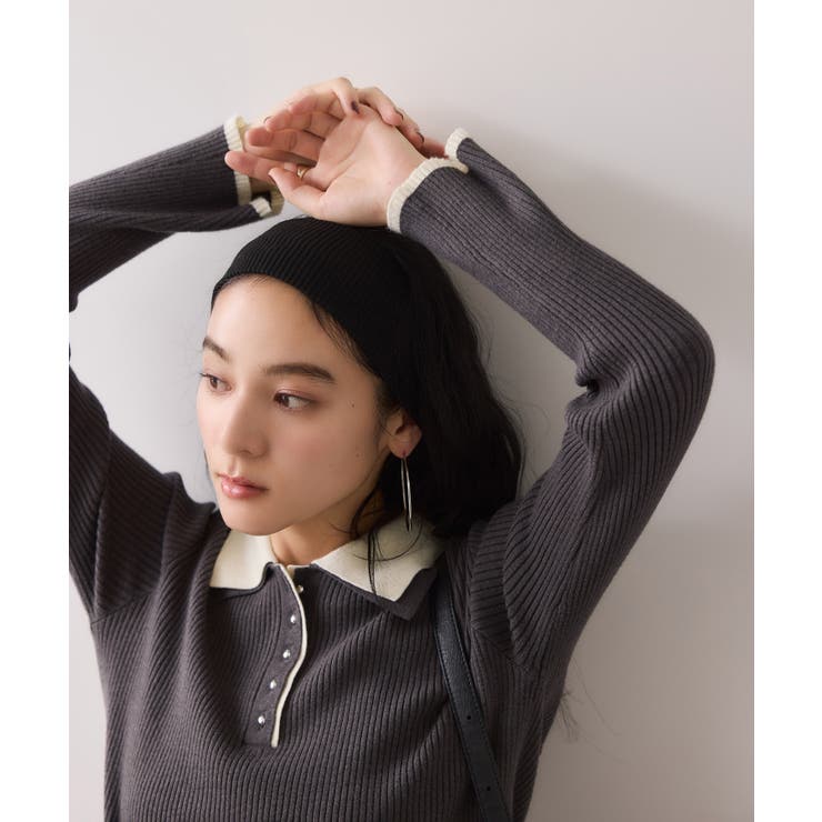 ダブルカラーポロニットトップス | VIS  | 詳細画像14 