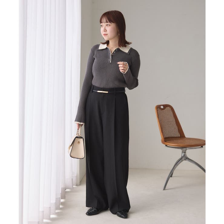 ダブルカラーポロニットトップス | VIS  | 詳細画像23 