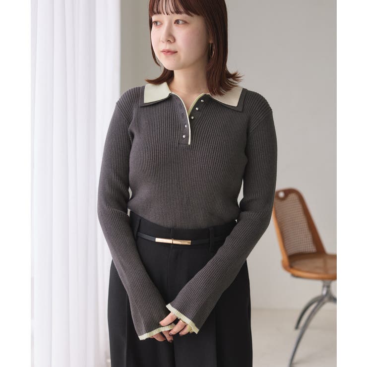 ダブルカラーポロニットトップス | VIS  | 詳細画像24 