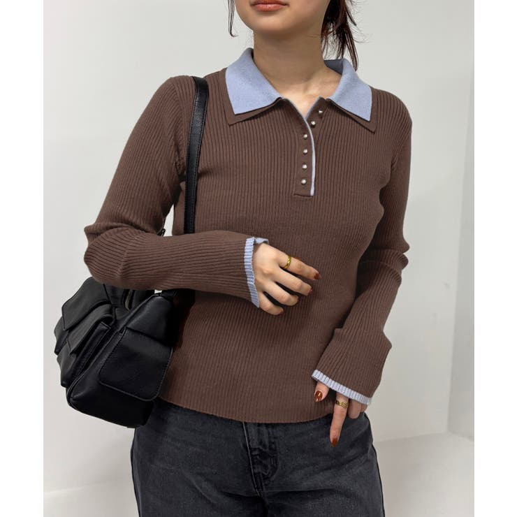 ダブルカラーポロニットトップス | VIS  | 詳細画像31 