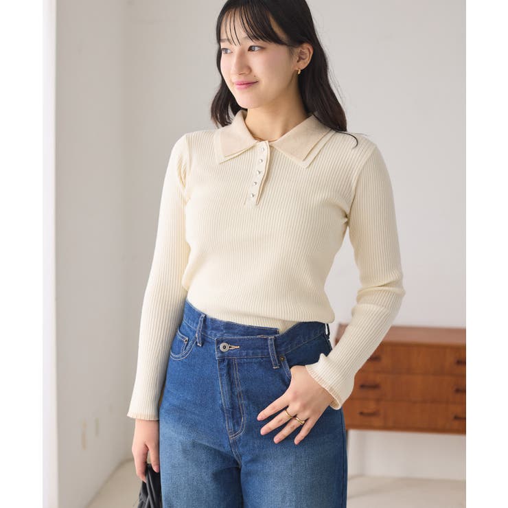 ダブルカラーポロニットトップス | VIS  | 詳細画像34 