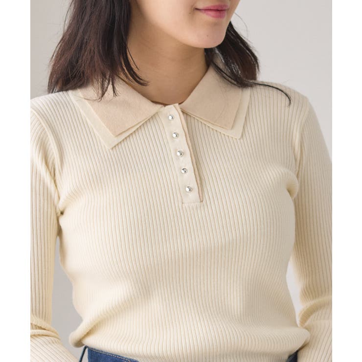 ダブルカラーポロニットトップス | VIS  | 詳細画像35 