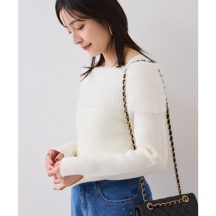 フェザーヤーンオフショルもちもちリブニット/イージーケア | VIS  | 詳細画像12 