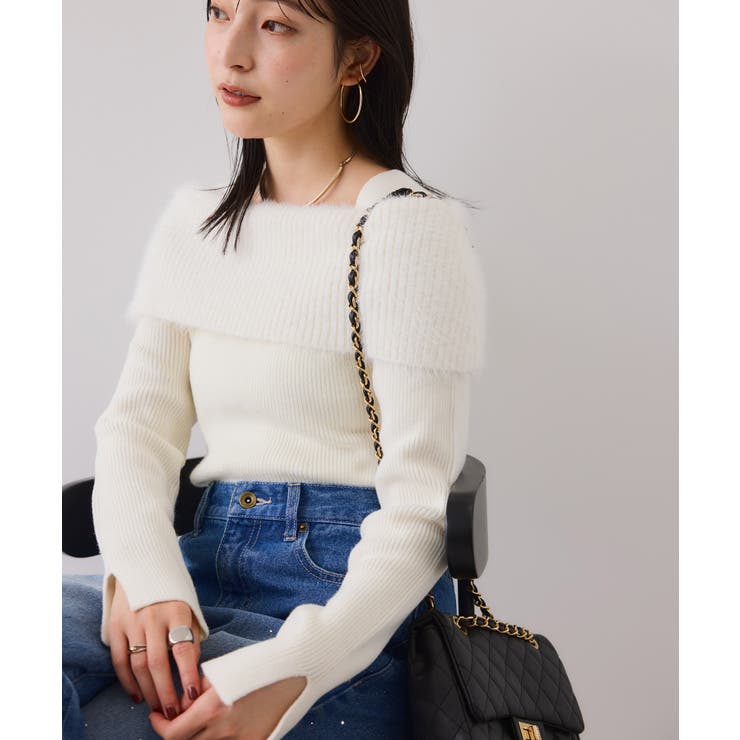 フェザーヤーンオフショルもちもちリブニット/イージーケア | VIS  | 詳細画像13 